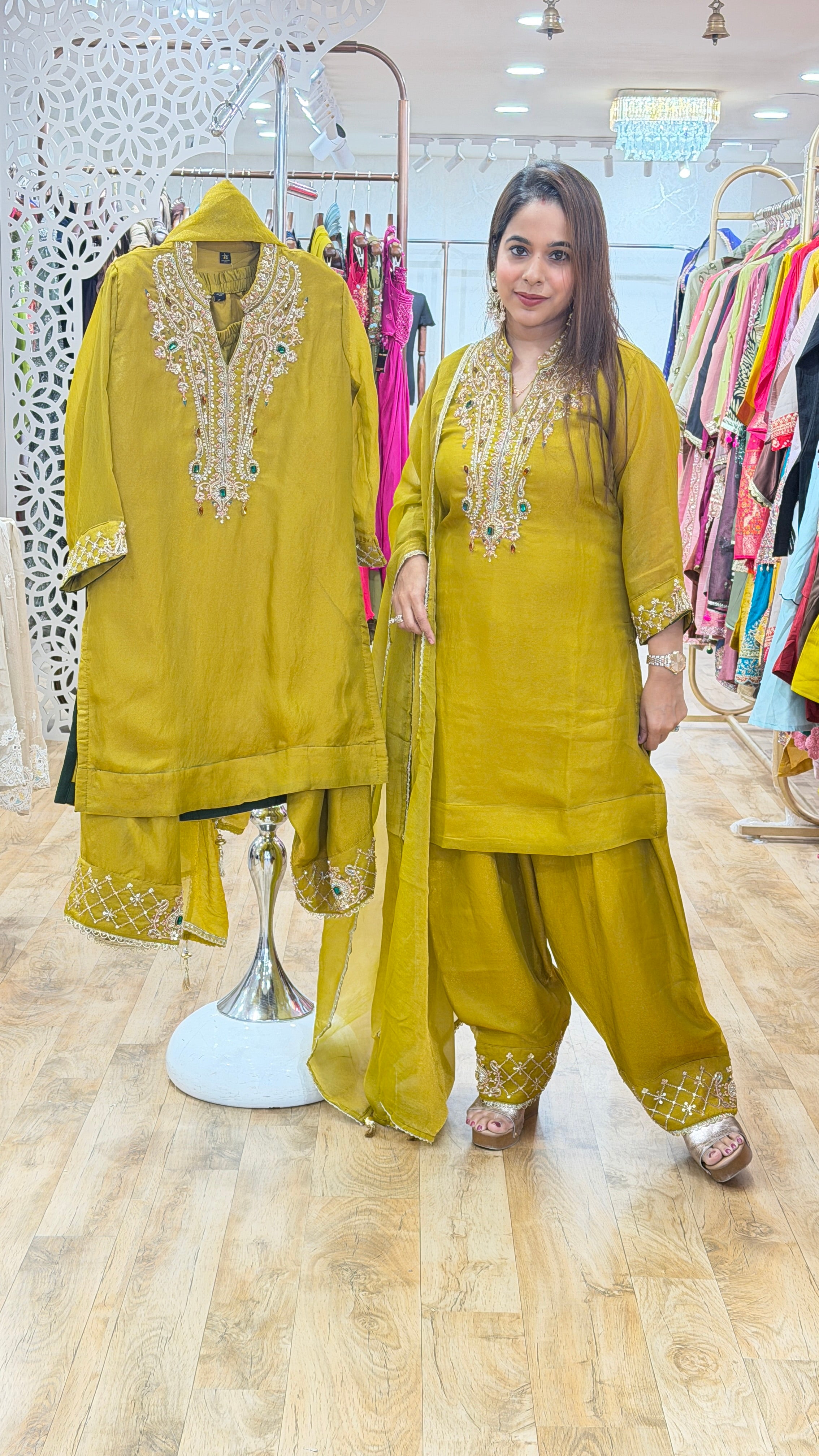 mehreen yellow- 3 pc suit set