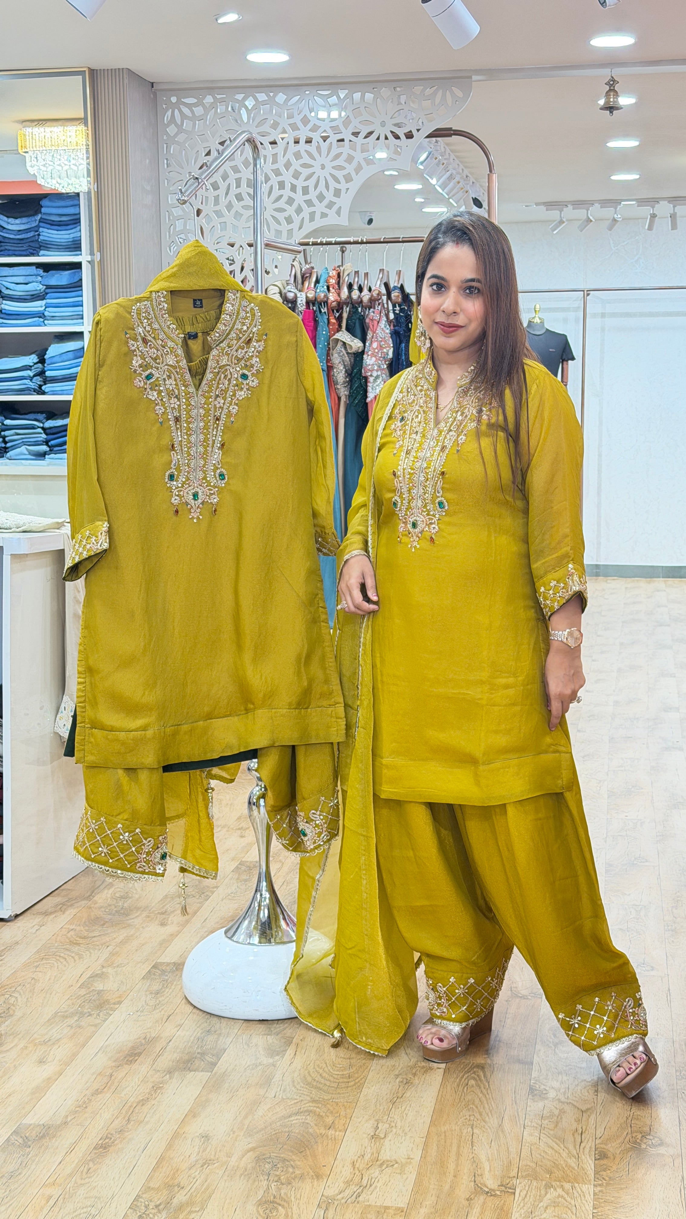 mehreen yellow- 3 pc suit set