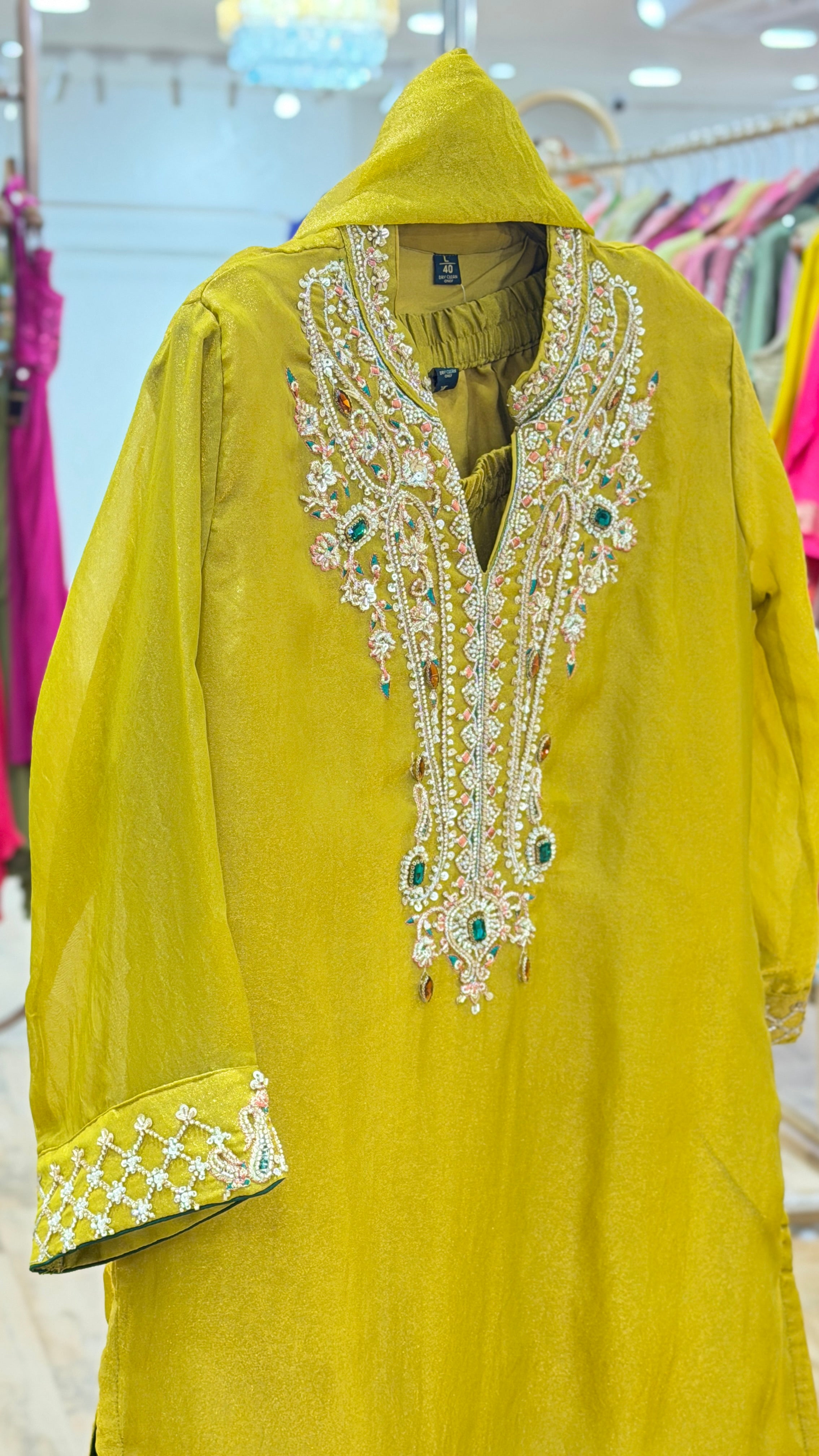 mehreen yellow- 3 pc suit set