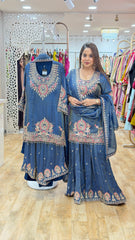 sitara blue - 3 pc suit set