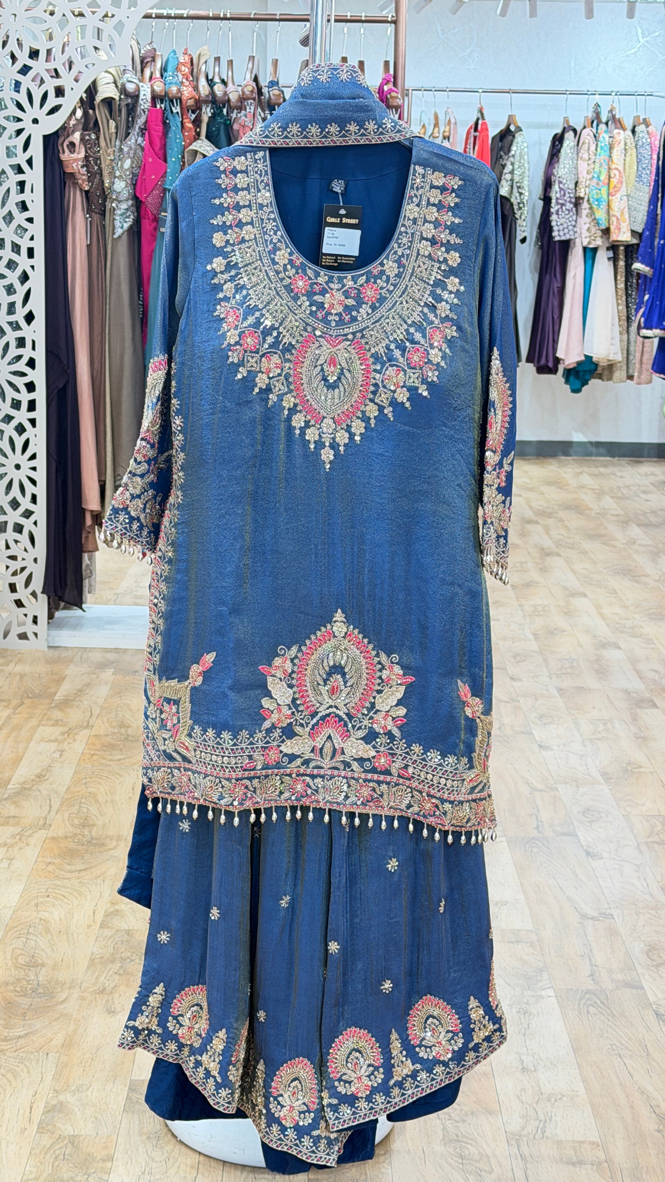 sitara blue - 3 pc suit set
