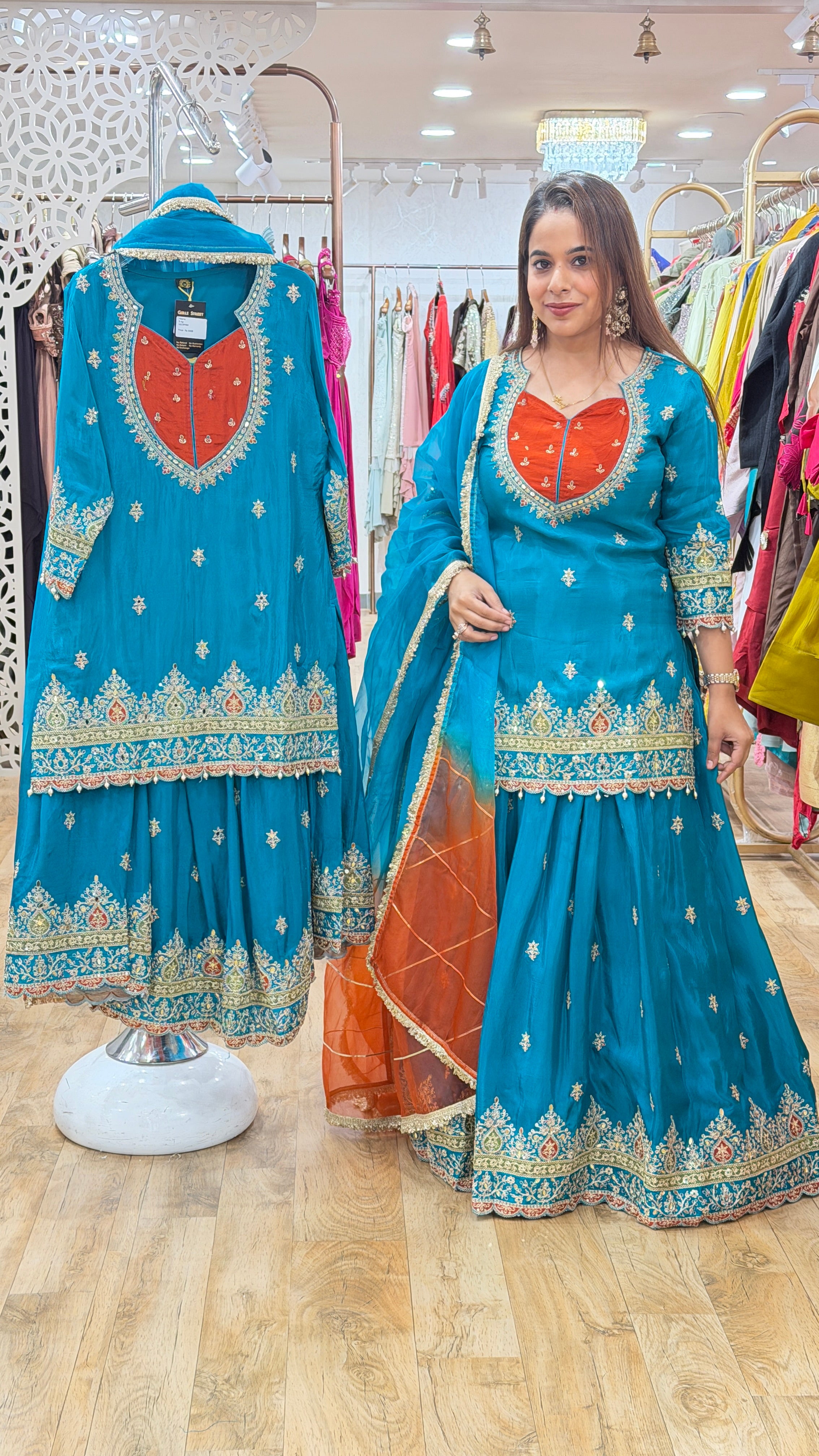 Vamika - 3 pc suit set with skirt