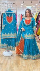 Vamika - 3 pc suit set with skirt